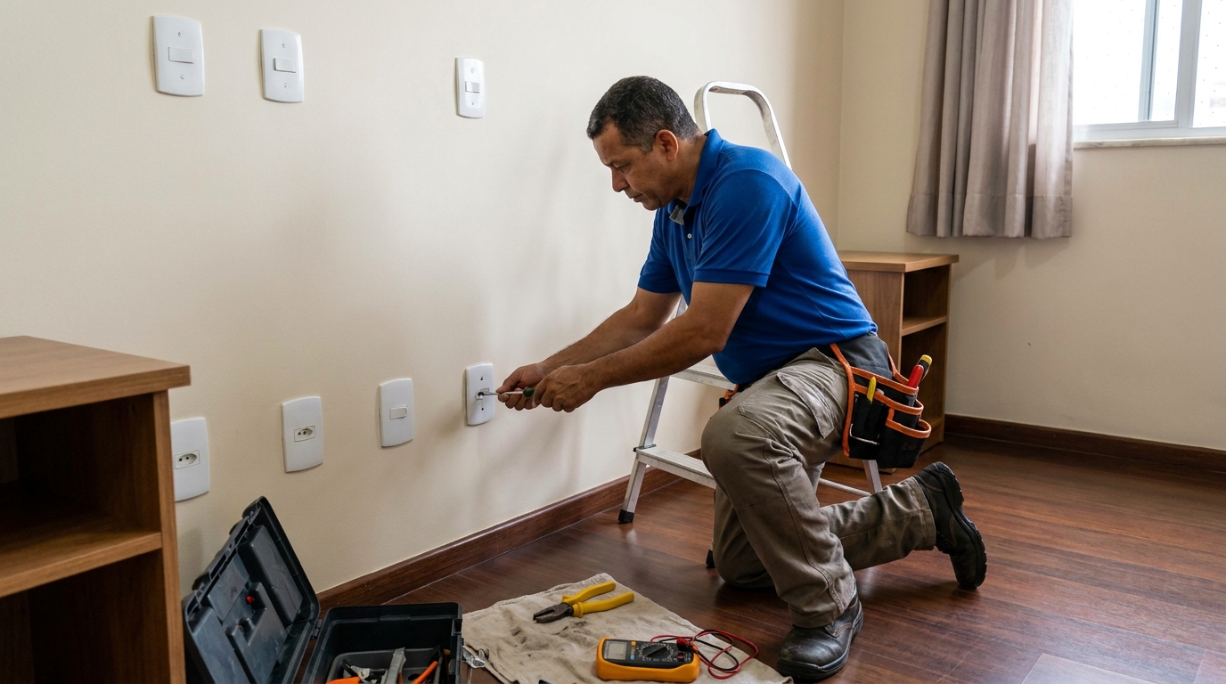 Instalacao de tomada e interruptor residencial em Ponta Grossa‑PR